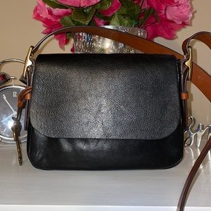Black Leather Fossil Crossbody Bag